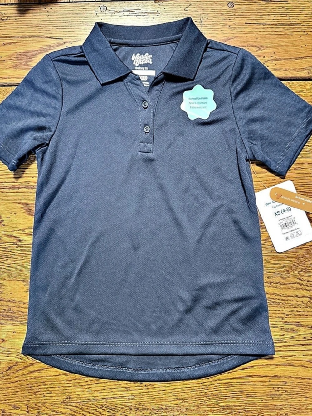 Wonder Nation Girls School Uniform Short Sleeve Performance Polo Performance
